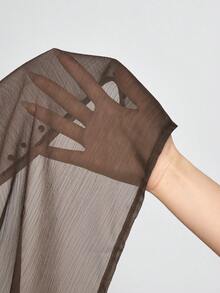 ROMWE Grunge Punk Bohemian Style Scarf Decor Off-Shoulder Asymmetrical Hem Cover-Up - Brown - View 8