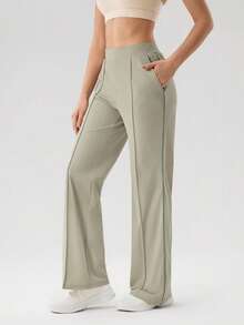 OutZeal 女士运动裤，日常休闲居家穿着，防紫外线，收腹提臀，凉爽触感，喇叭裤脚 - 卡其色 - 查看 7