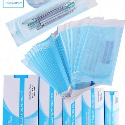 200pcs/Box 5 Sizes Sterilization Bags, Disposable Disinfection Bags, Cleaning Bags, Suitable For Steel Nail Art Tools And Accessories