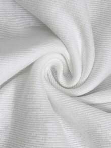 Easowa 女士休闲度假通勤纯色罗纹针织方领扭结前襟修身T恤，夏季女士97%棉白色罗纹针织方领短袖系带修身T恤，女士休闲罗纹针织白色方领短袖系带修身T恤，夏季女装 - 白色 - 查看 7