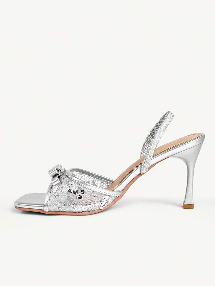 CUCCOO CHICEST Women's Elegant Sexy Cute Romantic Bowknot Snakeskin Lizard Texture Square Toe Stiletto High Heel Sandals In Champagne, Gold, Metallic Colors For Spring/Summer, Suitable For Vacation, Tea Party, Date