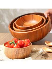 1 chiếc, bát gỗ keo đựng trái cây và salad, bát cơm kiểu Nhật, bộ đồ ăn Ramadan bằng gỗ đơn, dụng cụ nhà bếp, bát súp bằng gỗ. - Nhiều màu - Xem 1