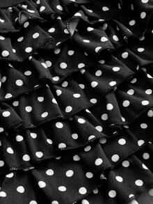 ROMWE Grunge Punk Y2K Baddie Leopard Print Ruffle Layered Low Waist Mini Shorts - Black - View 4