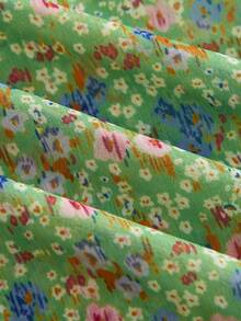 lacRébo Blusa bohemia con estampado floral verde, mangas abullonadas y detalle de puño con lazo para primavera y verano - Multicolor - Ver 11