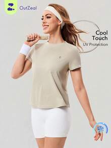 OutZeal 防晒 UPF50+ 清凉防晒T恤 女款宽松版 - 卡其色 - 查看 1