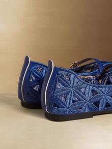 Rosivie Women's Buckle Design Hollow-Out Casual Slip-On Loafers - Blue 1 - View 4