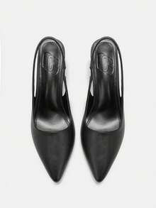 CUCCOO CURVES 女鞋 宽楦尖头粗跟高跟鞋 黑色后跟带 时尚舒适 日常通勤百搭 加厚女式高跟鞋 女鞋 大码女鞋 - 黑色 - 查看 6