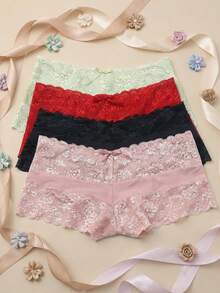 Set de 4 Boxers Dama de encaje suaves y ajustables. Comodidad y estilo. Lencería sexi - Multicolor - Ver 4