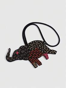 SHECARRY 1pc Stylish Handmade Beaded Elephant Pendant, Elephant Decorative Lanyard - Multicolor 3 - View 3