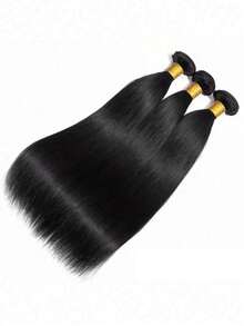 3入組直筒人髮束100%人類頭髮編織人類接髮自然顏色 - Natural Black - 查看 5