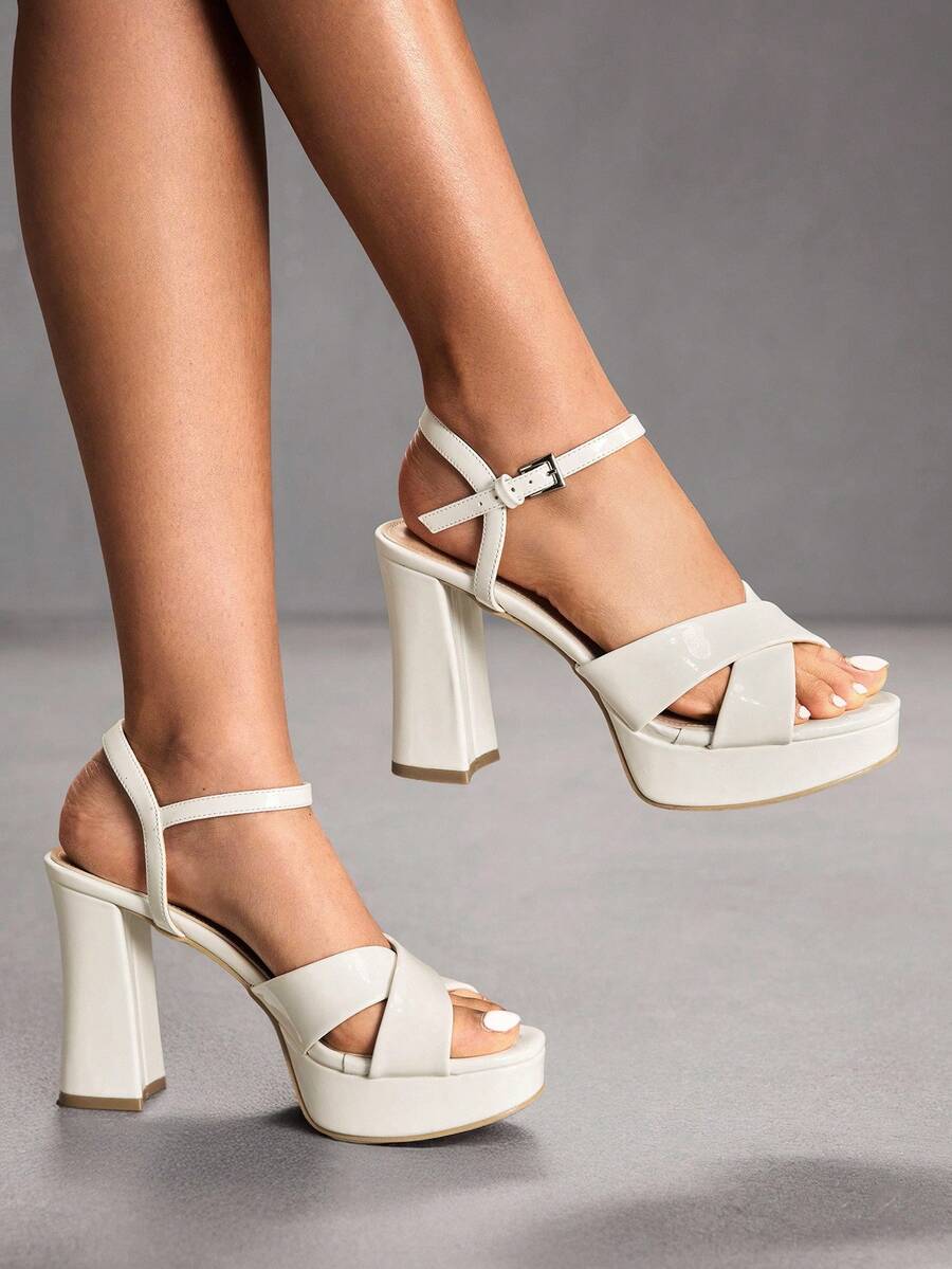 CUCCOO SZL Sexy Nightclub Simple And Generous Fashion Versatile Casual Workplace Commuter Women High Heels Sandals Spring Shoes Prom Heels Summer Shoes - White - View 1