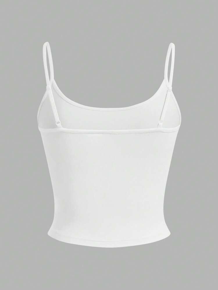 SHEIN EZwear 4 pièces/set Hauts de camisole casual courts pour femmes en noir, rose, jaune, blanc, convenant pour l'été - Multicolore - Voir 6