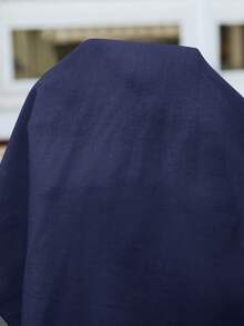 SHEIN LUNE 舒适纯棉休闲口袋V领百搭时尚女式T恤 - 藏蓝色 - 查看 7