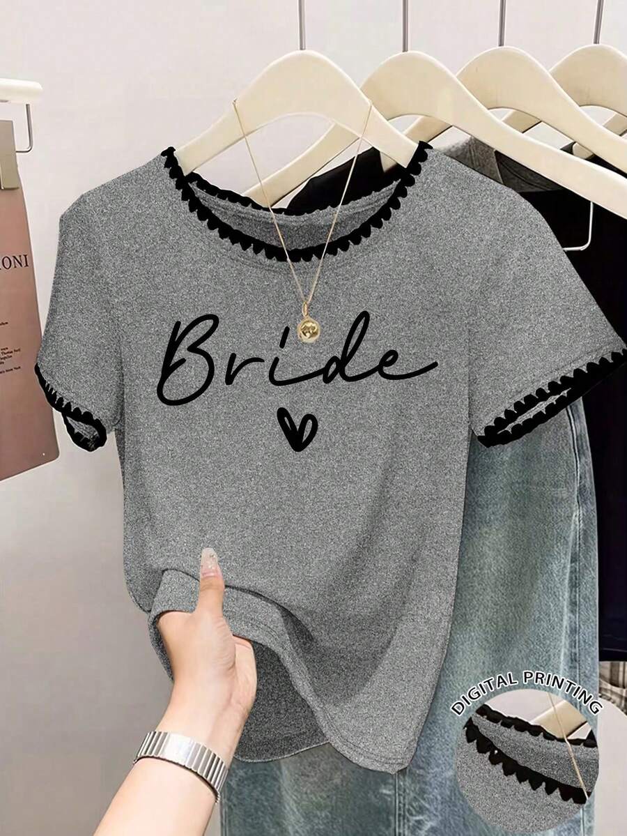 Resyla 女士休闲印花短袖圆领T恤 - 灰色 - 查看 1