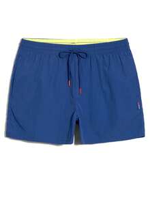 Horizaway Quần short đi biển nam mùa hè, màu trơn, túi xéo, eo có dây rút. - Xanh đậm - Xem 6
