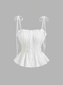 Sweetra Spring/Summer New Minimalist Pleated Camisole Shirt, Versatile & Comfortable - White - View 1