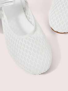 CUCCOO DOLLMOD Modische weiße Mesh-Schleifenflache Schuhe, Frühlingschuhe für Osterferien - Weiss - Übersicht 8