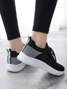 Tenis Deportivos para Mujer Ligeros Transpirables Tipo Running con Suela Chunky Antiderrapante - negro - Ver 2