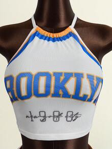 Zestiva New Spring/Summer Halter Letter Tank Top & Slimming Mini Skirt 2-Piece Set For Women - Multicolor - View 5