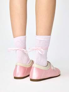 ROMWE Grunge Punk Chaussures plates pour femmes avec imprimé léopard, chaussures de danse de ballet à surface en tissu, chaussures mocassins, petites chaussures  de style "Mary Jane" - Rose bonbon - Voir 5