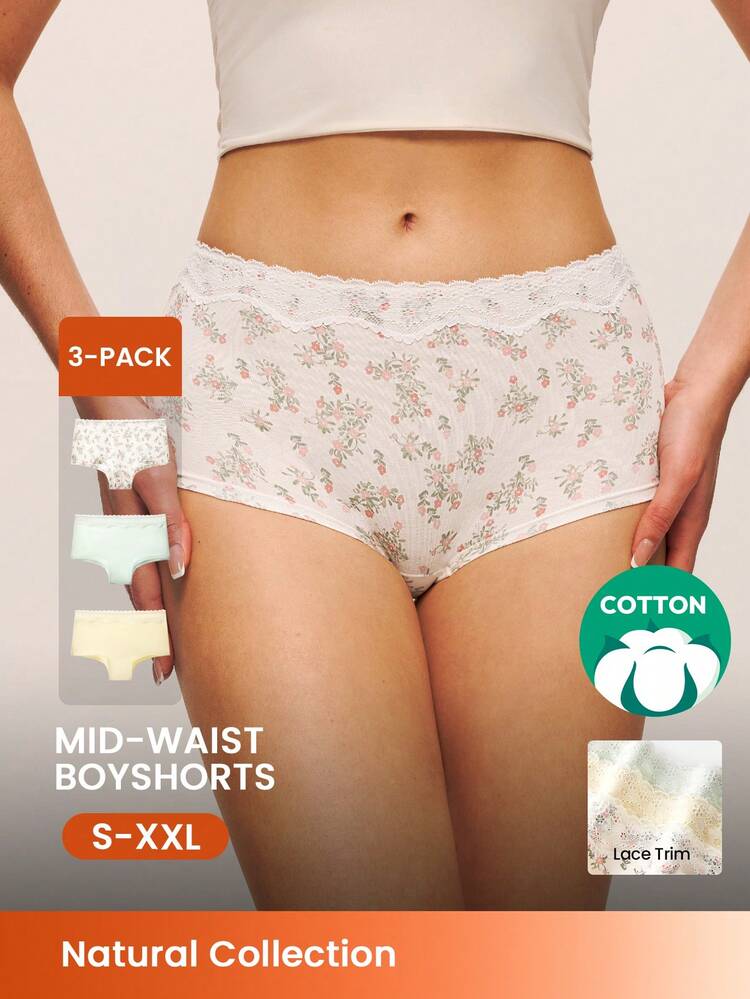 Plus 3-Pack High-Waist Boyshorts