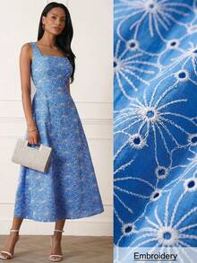 Lilora 女士优雅长款刺绣度假连衣裙 这款精致、时尚、百搭且优雅的连衣裙适合通勤、日常穿着、休闲外出、派对、约会、聚会、休闲活动、野餐、假期、夏季郊游和假日旅行。蓝色中长连衣裙 蓝色碎花连衣裙 蓝色夏季连衣裙 女士蓝色吊带裙 蓝色女士吊带裙 蓝色春季连衣裙 蓝色碎花连衣裙 女士夏季连衣裙 女士连衣裙 女士夏季服装 - 藍色 - 查看 2