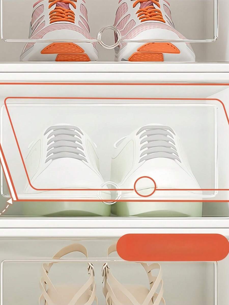 Thick, Transparent Household Shoe Storage Box; Multi-Layer Organizer; Amazing Tool For Organizing And Storing Shoes; Foldable Plastic Shoe Rack With Dust Protection; Shoe Cabinet. - Multicolor - View 1