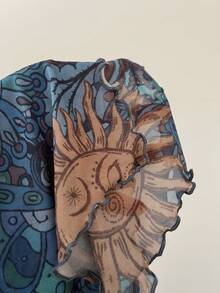 SuriyaCove 女士露背无袖印花上衣 - 藍色 - 查看 7