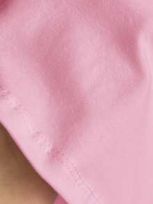 Tseoso Camiseta ajustada de mujer con cuello de pico, manga raglán y patrón minimalista, 95% algodón, color rosa - Rosa - Ver 5