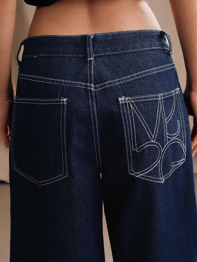 Anewsta 女士优雅浪漫派对度假蓝色直筒牛仔裤，春夏款