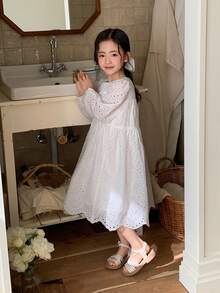 Dazy Kids Gaun Kasual untuk Anak Perempuan, Liburan Musim Gugur dan Musim Panas - Putih - View 4