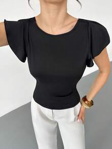 RiviMae Áo thun nữ thanh lịch, hở lưng, thiết kế lưới xuyên thấu, gợi cảm, duyên dáng, thích hợp cho mùa hè. - màu đen - Xem 6