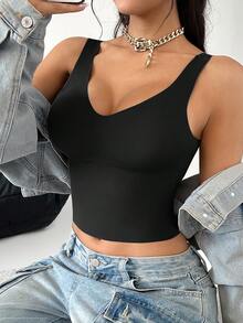 SuitURBody Women's Popular Minimalist Solid Color Fashion Comfortable High Cost-Effective High Quality Portable Camisole Single Pack - Black - View 4