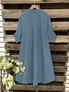 EMERY ROSE 大码女式休闲纯色短裙 - 霧霾藍 - 查看 2