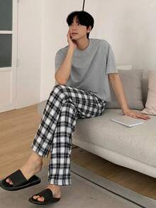 DAZY 灰色T恤搭配男士休閒居家服套裝，春夏睡衣 - 彩色 - 查看 5