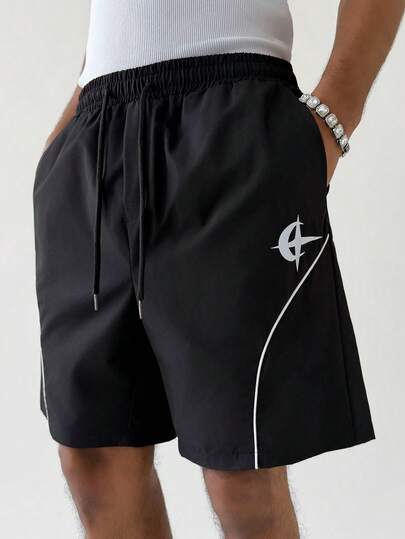 PAVTROS Young Men's Street Style, Multi-Functional INS Item: Elastic Waist Star & Moon Print Loose Casual Shorts, Suitable For Street Style, Daily Casual Wear, Weekend Outings, Music Festivals, Social Gatherings And Other Young Social Occasions. This Pair Of Shorts Is An Indispensable Versatile Item In Men's Wardrobe, And An Excellent Gift For Boyfriends Or Husbands.,Spring To Summer,Summer,Vacation,Vintage,Going Out,Party,Festival,Gift For My Boyfriend,Streetwear,Workout