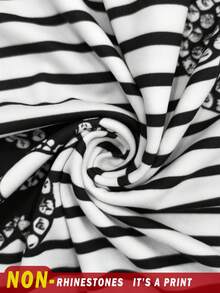 Resyla Women's Casual Striped Print Short Sleeve Round Neck T-Shirt - Multicolor - View 3