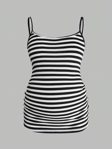 Modmama 孕妇休闲舒适吊带背心 - 黑與白 - 查看 4