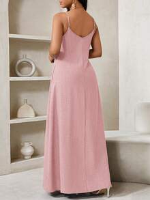 SHEIN Lady 2025 Đầm Maxi Rộng thùng thình Màu Xanh Mới Cho Nữ Đầm Boho Hở Lưng Cho Nữ Đầm Maxi Rộng Không Dây Đầm Sinh Nhật & Sự Kiện/Đầm Ngày Lễ Trang Phục Kỳ Nghỉ Cho Nữ Boho/Bohemia/Boho Quần Áo Cho Nữ Áo Halter Top Quần Áo Cho Phụ Nữ Châu Phi Đầm Cho Nữ Đầm Nhiệt Đới Mùa Hè Cho Nữ Hàng Mới Về Đầm Cho Nữ Đầm Đi Biển Đầm Phục Sinh / Đầm Phục Sinh Cho Nữ / Trang Phục Phục Sinh Cho Nữ - Hồng - Xem 2