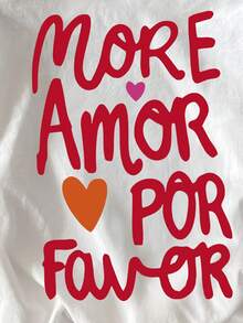 EMERY ROSE Camiseta de mujer de manga corta y cuello redondo con estampado de letras, casual de verano - Blanco - Ver 5