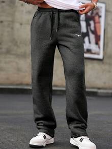 Manfinity CasualCool 男士抽绳宽松休闲日常运动裤 - 深灰色 - 查看 5