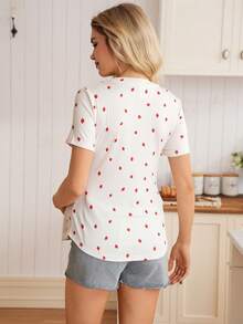 GentleRue Maternity Women's Cute,Comfortable Floral & Strawberry Print Nursing Top For Summer,Funny,Everyday Wear,Maternity Breastfeeding Labor & Delivery Nightgown - Multicolor - View 2
