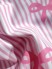 SHEIN Young Girls 3 Pieces Swimwear Set,Cute Bow Print Ruffle Trim Shoulder Strap Bathing Suit With Skirt,Suitable For Swimming,Summer,Beach,Holiday - Pink - View 6