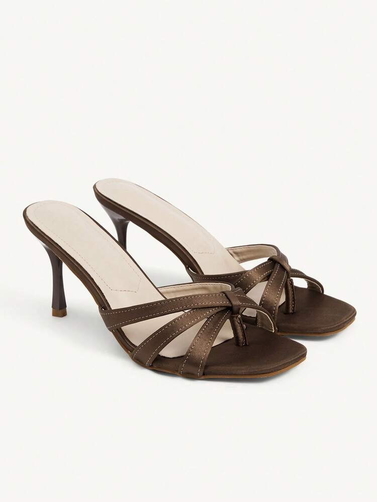 CUCCOO CHICEST Women's Fashion Square Toe Gold Color Flat Thong Sandals, Simple Thin High Heel Party Dress Sandals For Christmas Summer Shoes Wedding Shoes Bride Shoes