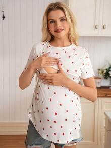 GentleRue Maternity Women's Cute,Comfortable Floral & Strawberry Print Nursing Top For Summer,Funny,Everyday Wear,Maternity Breastfeeding Labor & Delivery Nightgown - Multicolor - View 7