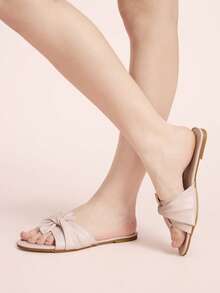 CUCCOO DOLLMOD Ladies Pink Comfortable Flat Sandals, Sweet Style Bow-Soled Sandals Spring Shoes - Pink - View 4