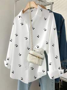 Resyla 女士樱桃印花衬衫，秋季 - 彩色 - 查看 1