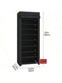 10 Layer Shoe Rack, 9 Compartments With Dust Cover, Shoe Rack Storage And Organization Rack - Multicolor - View 2