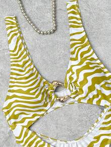 Bonvoyette Áo tắm một mảnh màu trơn, dây đeo dày, khoét ngực, thời trang, độc đáo, gợi cảm. - Nhiều màu - Xem 4