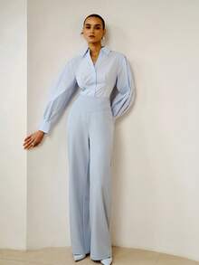 ZEYLAH Women's Solid Color Casual Versatile Wide Leg Pants For Daily Wear - Blue - View 6